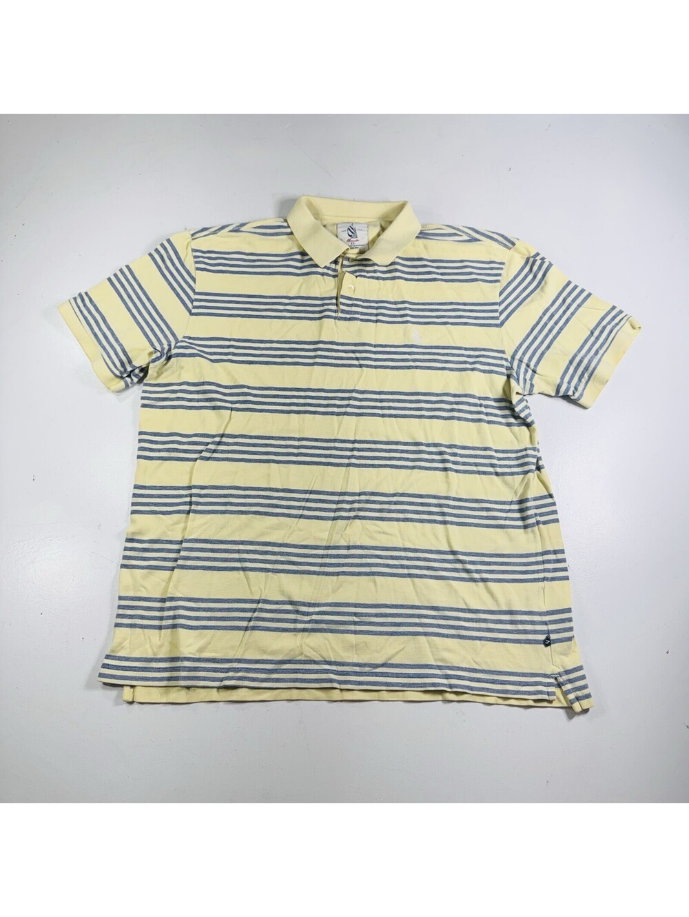 Nautica Polo Shirt Blue Yellow Striped Men’s Size XL